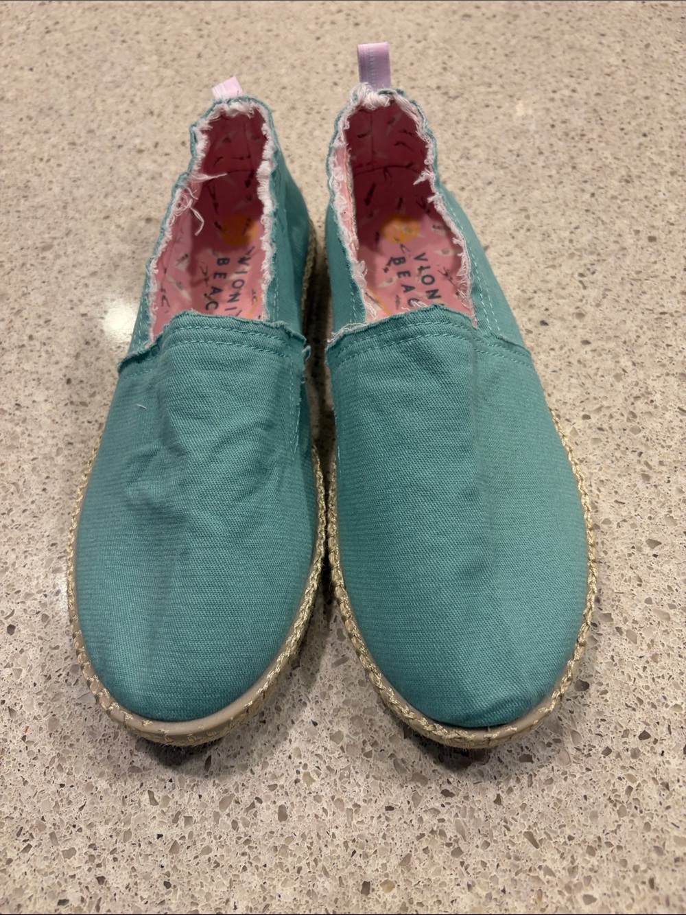 Vionic Aqua Canvas Slip-On Espadrille with Pink Lining